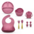 Kit Introdução Alimentar Bebê Utensílios de Silicone 8 Pçs BBL-54- Rosa Escuro