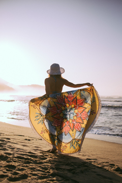 Canga de praia redonda - Mandala Conforme a Maré - Brisa do Sol Mandalas