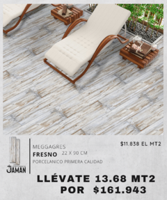 Saldo de 7.99mt2 Porcelanato Meggagres Fresno 22x90 - comprar online