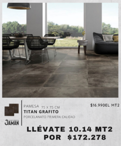 Saldo de 10.14mt2 Porcelanato Pamesa Titan Grafito 75x75 - comprar online