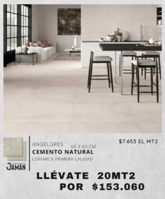 Saldo de 20.16mt2 Cerámica Angelgres Cemento Natural 60x60 - comprar online