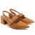 Slingback Marrom Salto Bloco Couro Detalhe Fivela