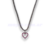 Collar plateado con forma de corazon y strass rosa