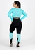 Calça Legging + Cropped de Telinha Manga Longa com Detalhes em Azul Turquesa Conjunto Fitness | REF: LX147 - Canes Magazine