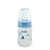 Mamadeira Kuka Natural Color 70ML transparente, com a rosca e detalhe na tampa em azul e estampa de barquinhos.