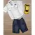 Conjunto bebê menino camisa com short jeans Diforini 100346