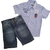 Conjunto masculino infantil Camisa e Bermuda Jeans CZ 142201