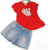 Conjunto Infantil Menina Blusa e short jeans Poá 2433 na internet