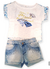 Conjunto Infantil menina cropped e short jeans D´Viller 41118