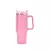 Copo térmico rosa de 1200ml com alça e canudo, ideal para bebidas quentes ou frias.