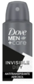 Desodorante Dove Men+Care invisible dry en aerosol para caballero 89 g