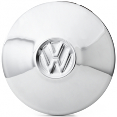 Tapón Cromado de Rin de 4 Birlos con Logo de VW Chico en Relieve para VW Sedan, Safari, Combi, Brasilia