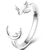 Imagem do Anel aberto com coroa de asa em prata esterlina 925 para mulheres, série ajust?