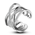 Anel aberto com coroa de asa em prata esterlina 925 para mulheres, série ajust? - comprar online