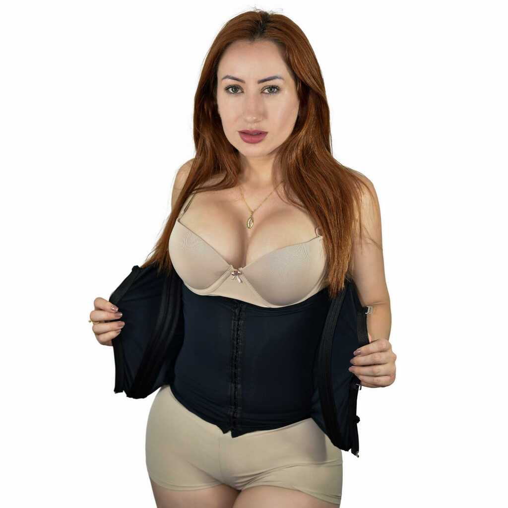 Cinta Modeladora Emagrecedora Feminina Abdominal Com Zíper + Faixa