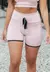 Short Fitness Cintura Alta Rose com Cardaço Fake Racy