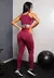 Imagem do Conjunto Fitness Calça Legging Cintura Alta + Cropped Alcinha Marsala com Elásticos | REF: CCA5