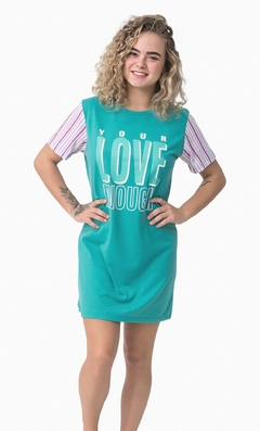 Camisola Algodão com manga Listrada Cor Verde Love