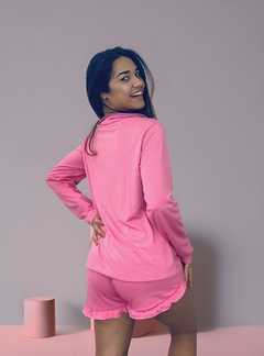 Pijama Americano Manga longa com short cor Pinky - loja online