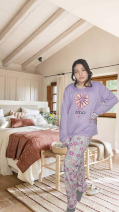 Pijama Manga longa Térmica Lilás