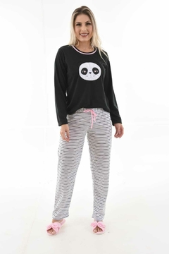 Pijama Manga longa Desenho Panda Viscose Premium