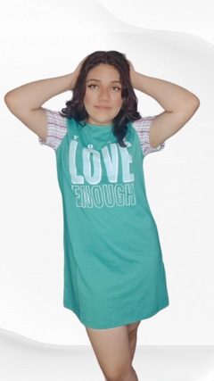 Camisola Algodão com manga Listrada Cor Verde Love - loja online