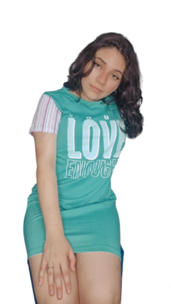 Camisola Algodão com manga Listrada Cor Verde Love - comprar online