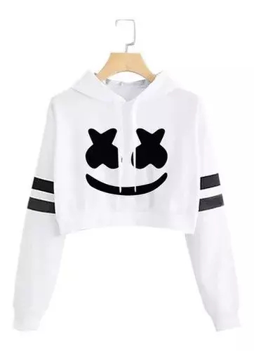 Buzo Buso Saco Hoodies Blanco Mujer Ni a Marshmello