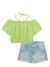 Conjunto blusa boxy alfaiataria com short jeans Infanti na internet