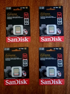 MEMORIA SD SANDISK 64GB EXTREME HASTA 170 Mb/s 4K U3 V30