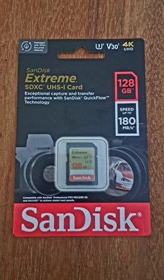 MEMORIA SD SANDISK 128GB EXTREME HASTA 170 Mb/s 4K U3 V30