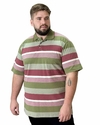 Gola Polo PlusSize Listrado Verde Musgo com Bolso