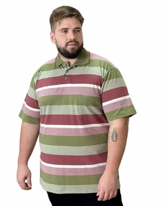 Gola Polo PlusSize Listrado Verde Musgo com Bolso