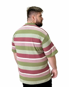 Gola Polo PlusSize Listrado Verde Musgo com Bolso - comprar online