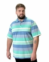 Gola Polo PlusSize Listrado Azul turqueza com Bolso