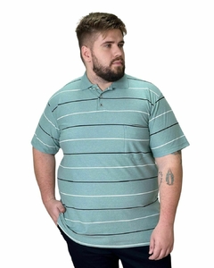 Gola Polo PlusSize Listrado Verde com Bolso