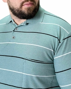 Gola Polo PlusSize Listrado Verde com Bolso - comprar online