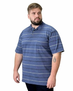 Gola Polo PlusSize Listrado Azul com Bolso