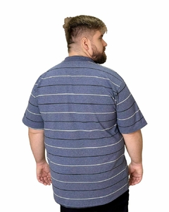 Gola Polo PlusSize Listrado Azul com Bolso - comprar online