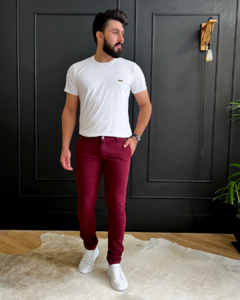 Calça de Sarja Modelo SportFino Bordo - comprar online