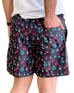 Bermuda de Tactel Estampa Exclusiva Floral Preto - comprar online