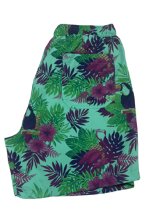 Bermuda de Tactel Estampa Exclusiva floral Verde - comprar online