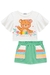 Conjunto de Blusa Boxy em Cotton Linho e Short Saia em Molevisco Kukiê - Joana Maria Moda Infantojuvenil