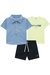 Trio de Camisa Jeans Camiseta em Malha e Bermuda em Linho Johnny Fox - comprar online