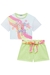 Conjunto de Blusa Boxy Over em Meia Malha e Shorts em Moletom Kukiê - Joana Maria Moda Infantojuvenil