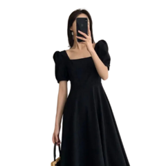 Vestido elegante quadrado preto-Nelule - comprar online