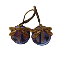 Brincos Dragonfly Bronze Vintage para Mulheres, Cor Dourada, Padrão de Escultura-Nelule - Nelule Moda Feminina 