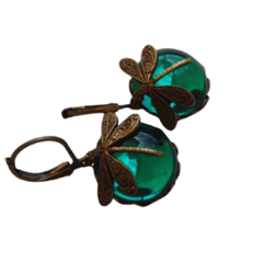 Brincos Dragonfly Bronze Vintage para Mulheres, Cor Dourada, Padrão de Escultura-Nelule - loja online