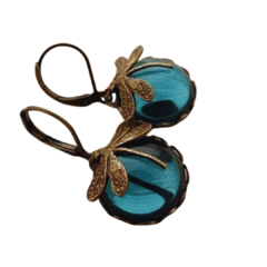 Imagem do Brincos Dragonfly Bronze Vintage para Mulheres, Cor Dourada, Padrão de Escultura-Nelule