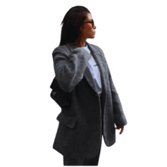 Jaqueta Cinza de Lã Feminina quente conforto -Nelule - Nelule Moda Feminina 